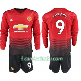 Camisolas de Futebol Manchester United LUKAKU 9 Criança Equipamento Principal 2018/19 Manga Comprida